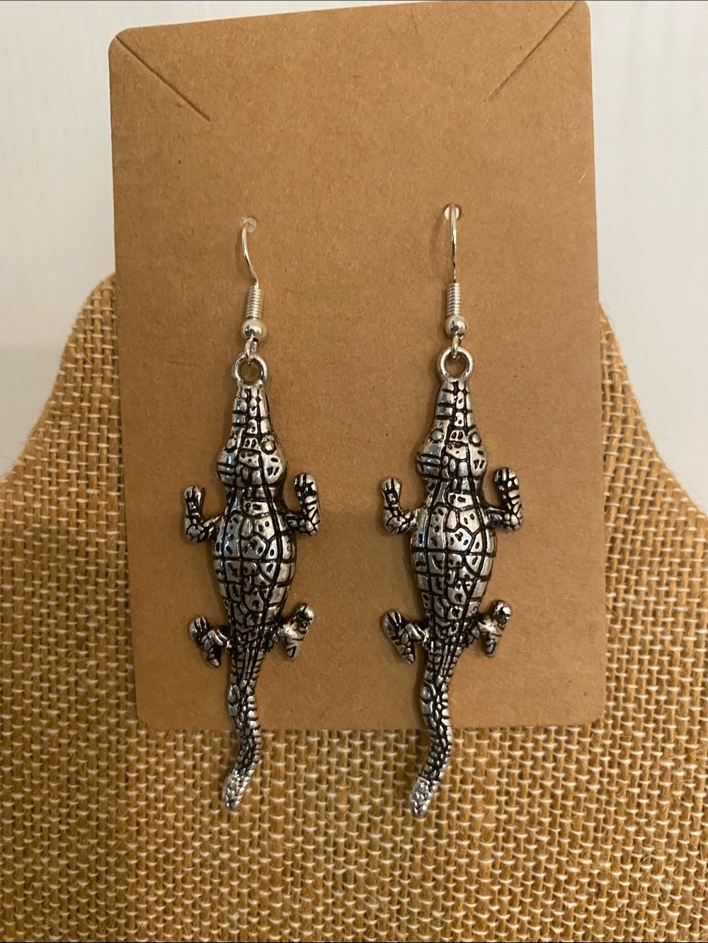 Silver Gator 🐊 Dangle Earrings